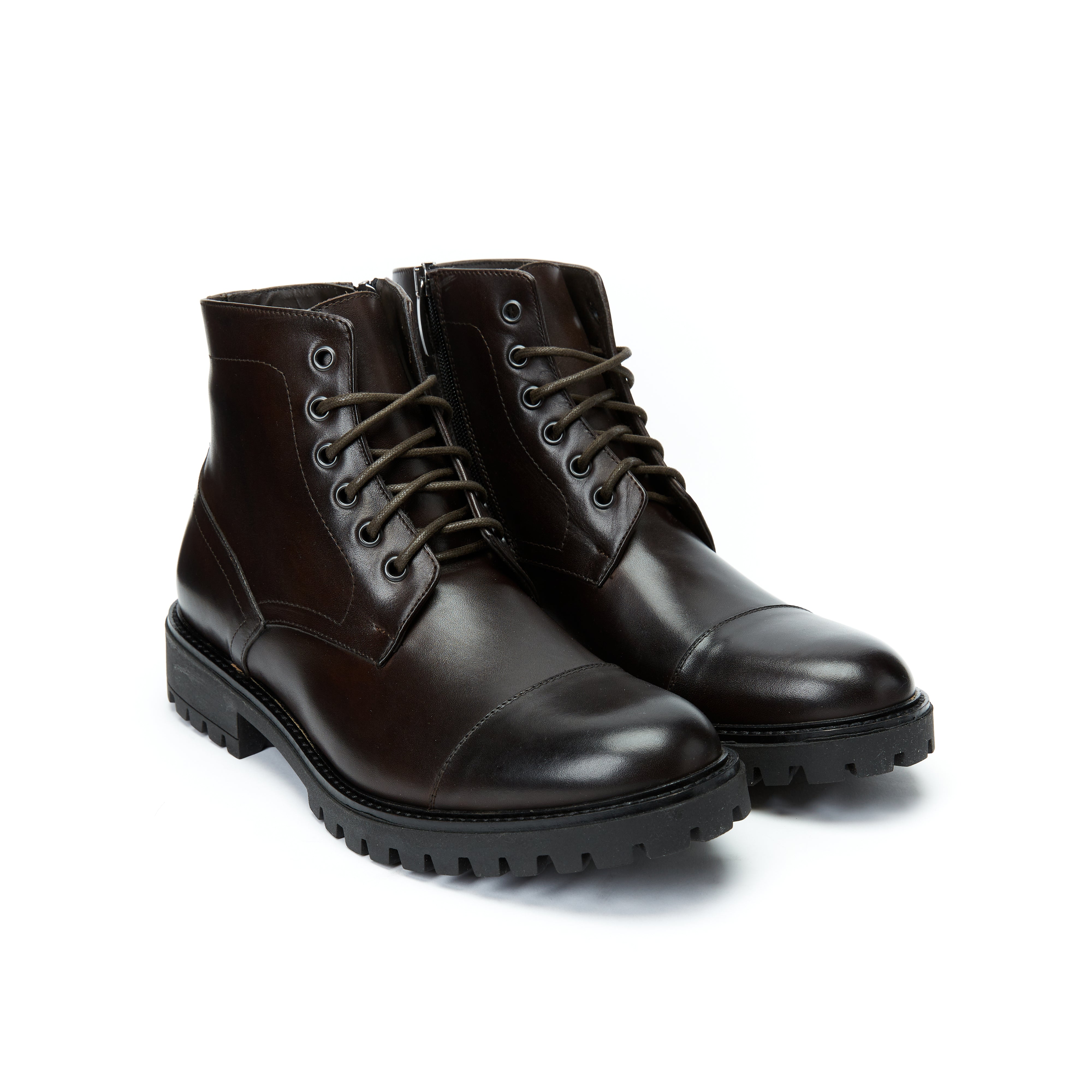 Toe cap ankle boot dark brown