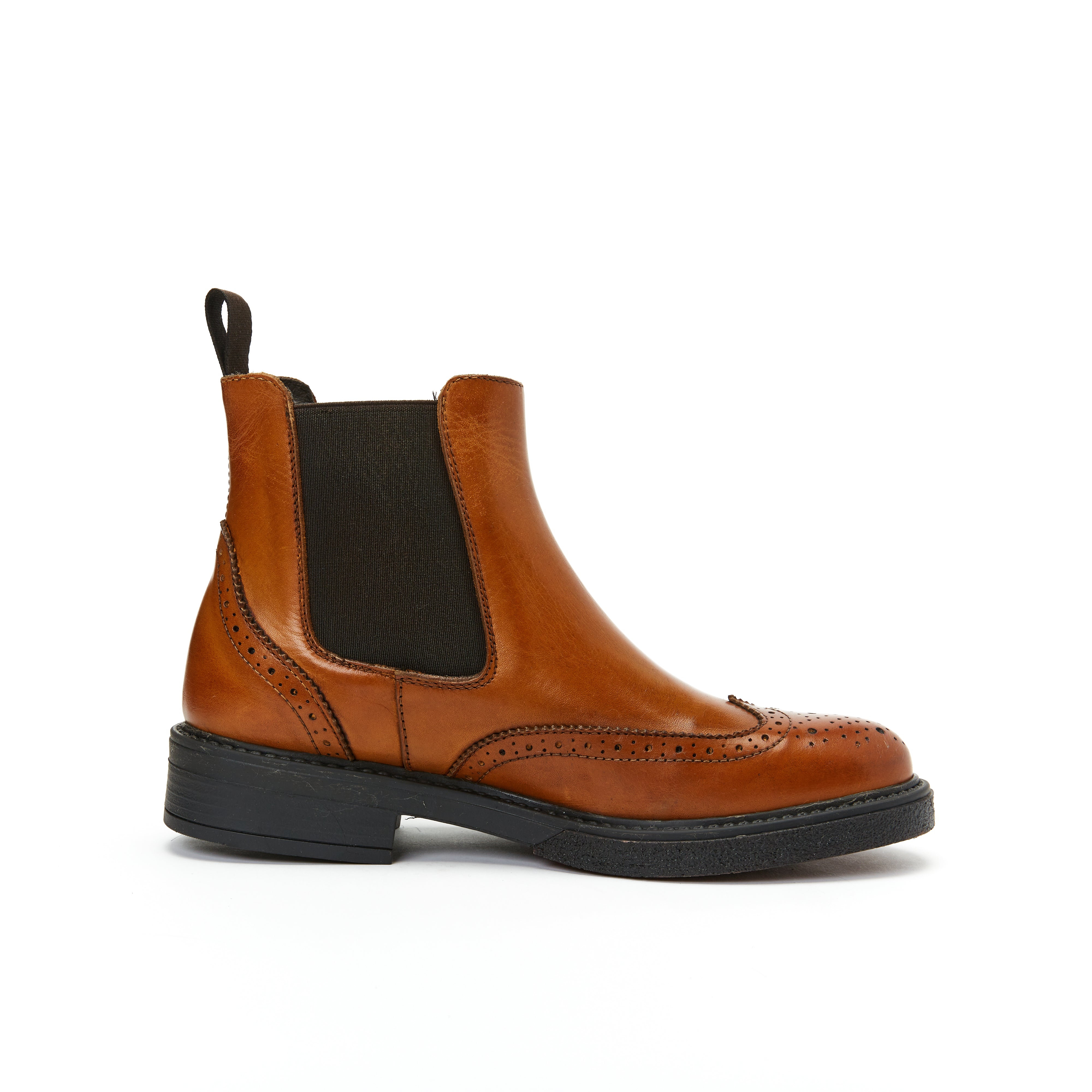 Wing cap chelsea boot cognac brown