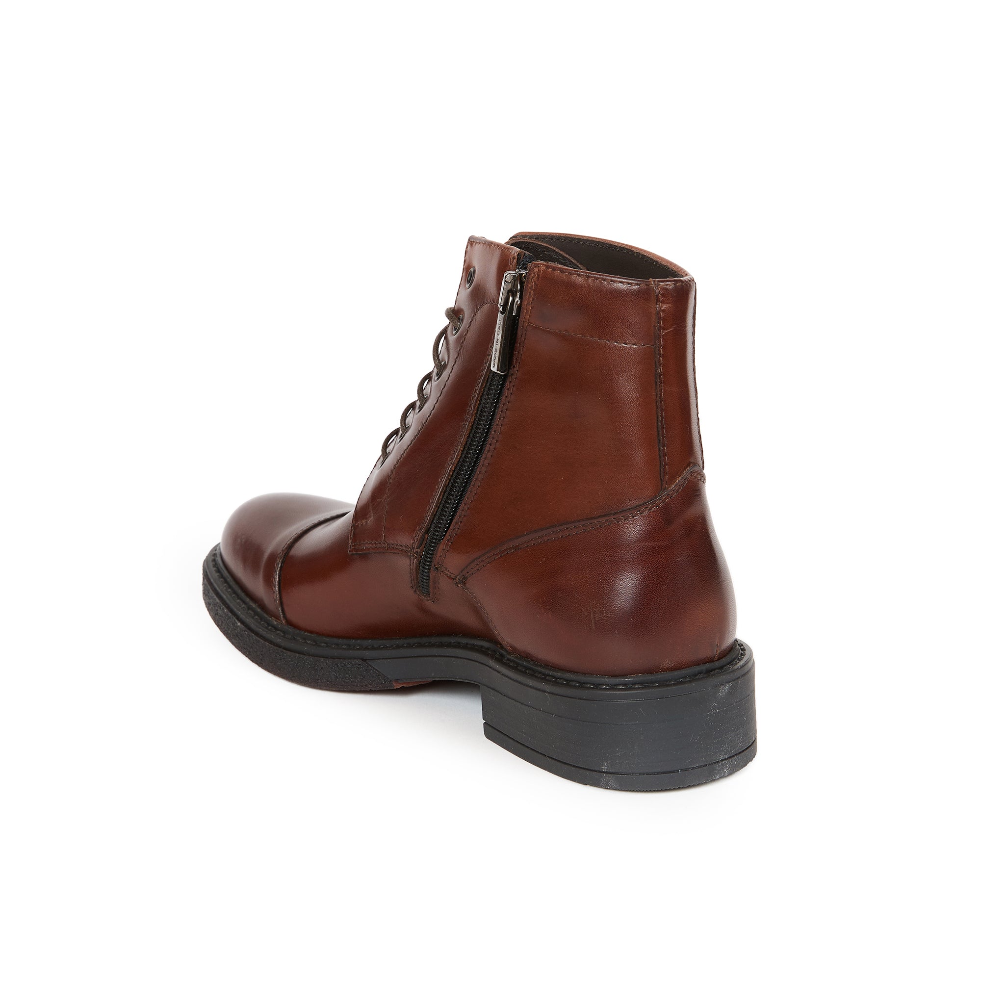 Toe cap laced boot mahogany brown