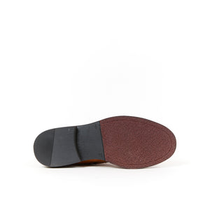 Toe cap laced boot cognac brown