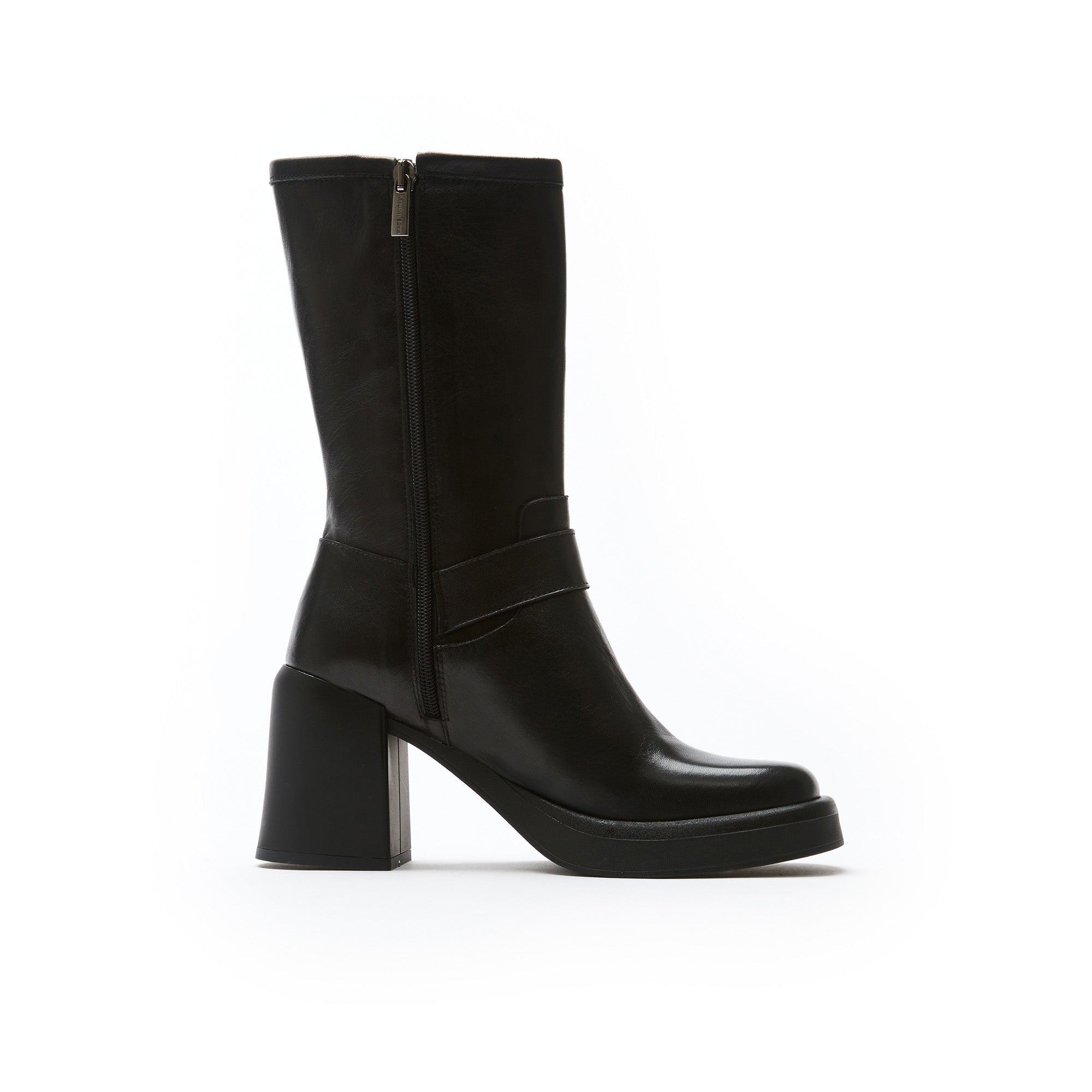 Heeled biker boot black