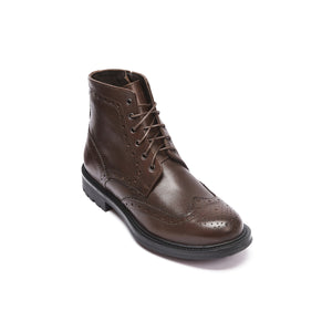 Wing cap laced boot dark brown