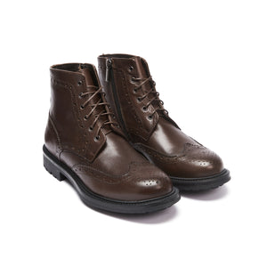 Wing cap laced boot dark brown