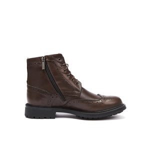 Wing cap laced boot dark brown