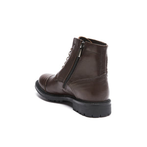 Toe cap laced boot dark brown