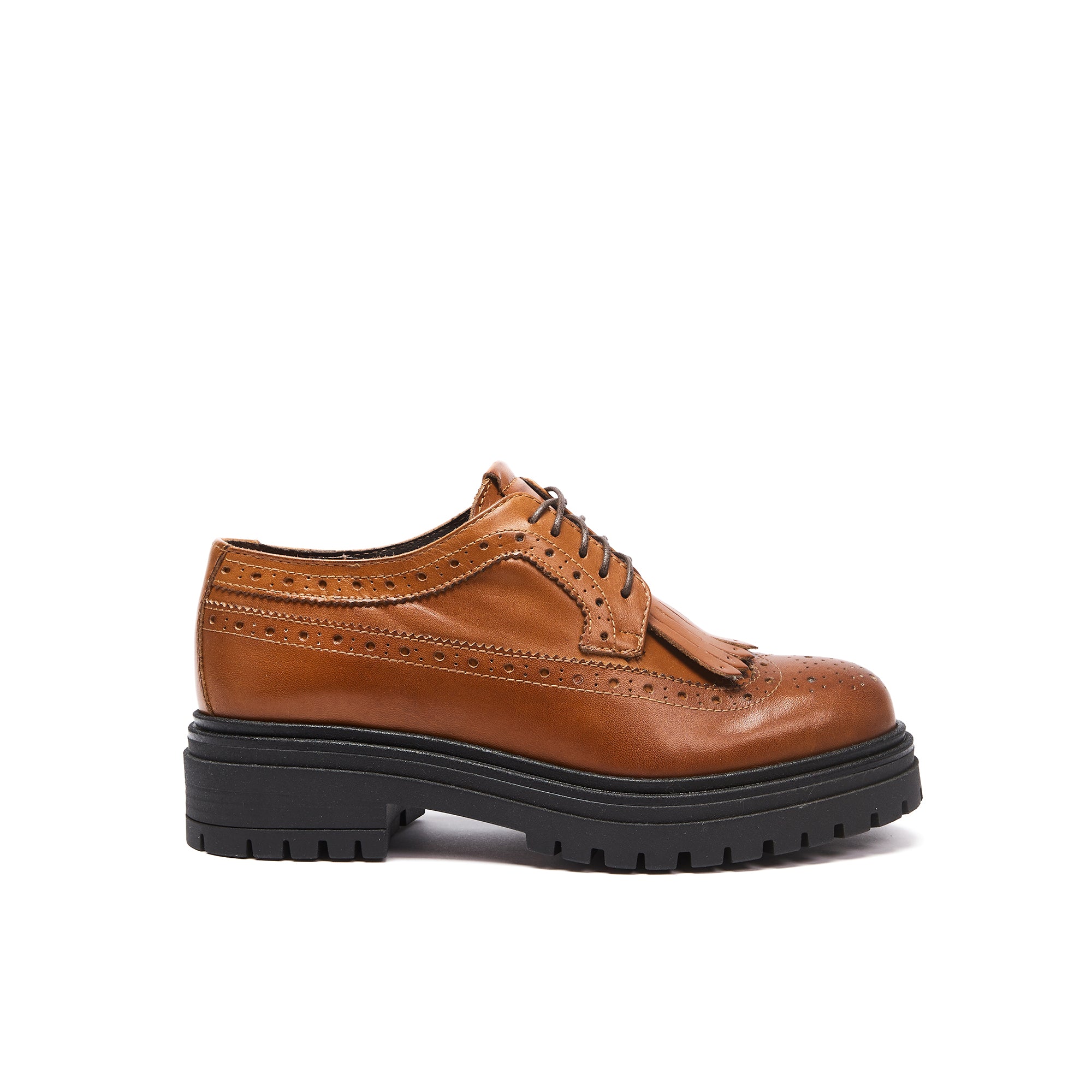 Wing cap derby cognac brown