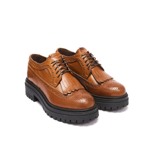 Wing cap derby cognac brown