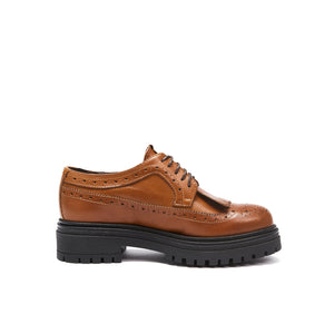 Wing cap derby cognac brown