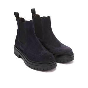 Wing cap chelsea boot navy