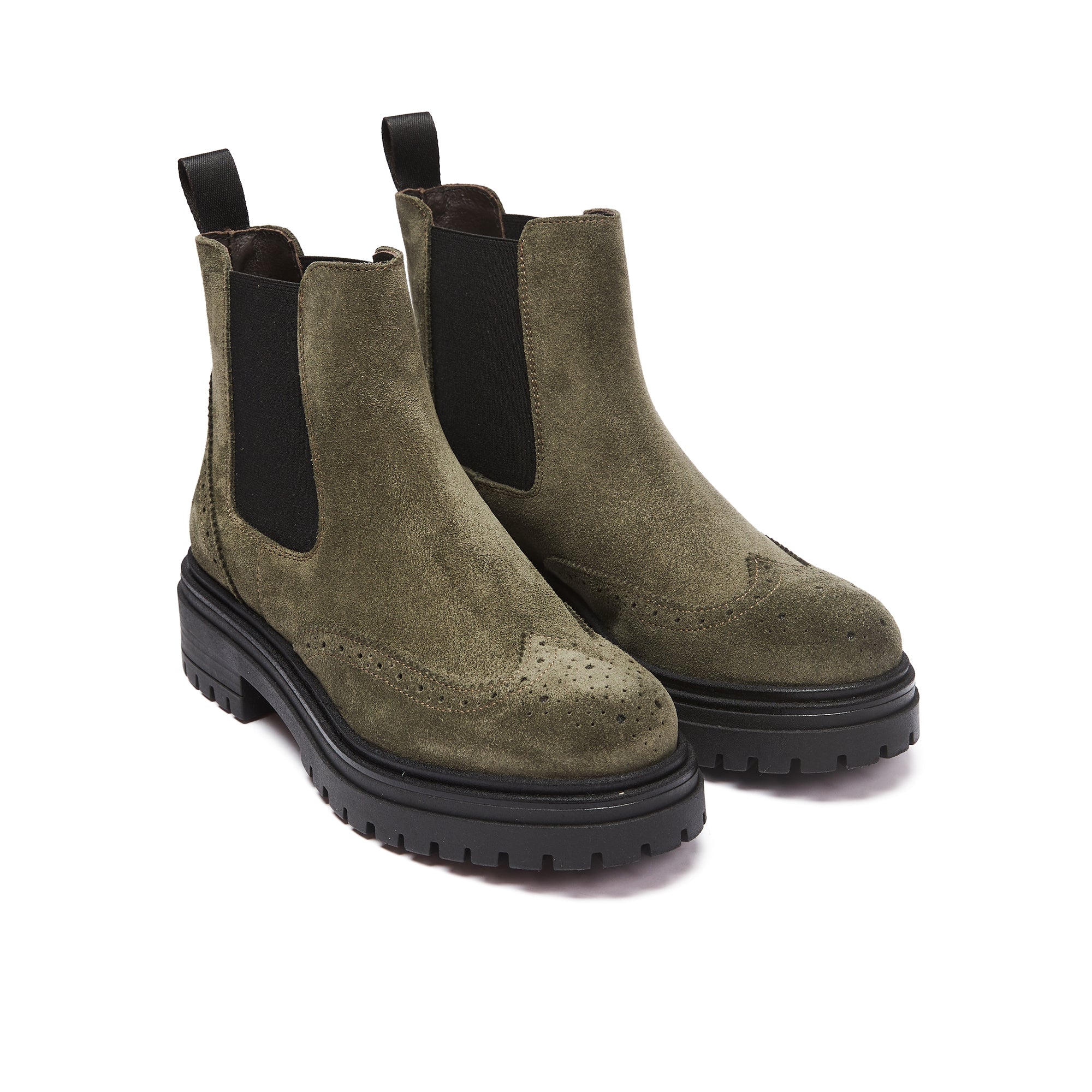 Wing cap chelsea boot green